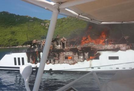 40-metre superyacht Kanga almost destroyed in fire