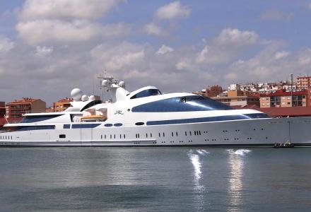 141m megayacht Yas pictured in Tarragona, Spain