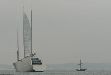 S/Y A under sail for the first time