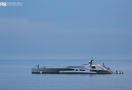 World's largest trimaran Galaxy Of Happiness spotted in Beaulieu-Sur-Mer, France