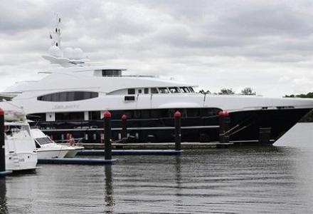 A superyacht is stranded in Brisbane after the mysterious death of its Russian owner
