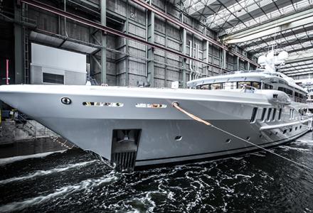 First Amels 220 superyacht, Project Waka touched the water