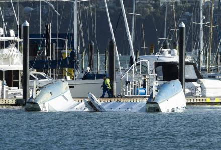 Extreme weather in Auckland damages Westhaven marina