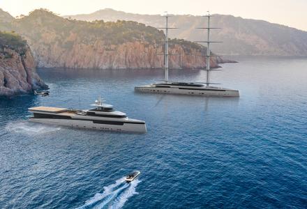 Twin superyacht design: 88m S/Y Lotus paired with 70m companion vessel