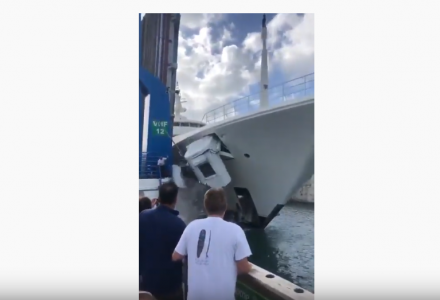 86m superyacht Ecstasea smashes bridge control booth in Sint Maarten