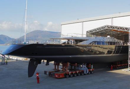 70m Perini Navi's superyacht Sybaris is out of the shed