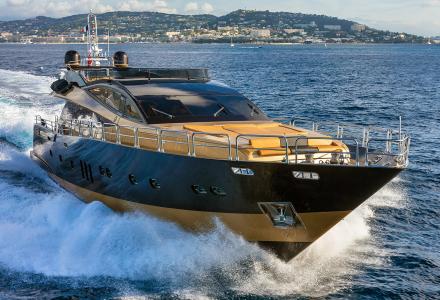 32m VBG Superyacht Claremont with Distinctive Golden Hull Up for Sale