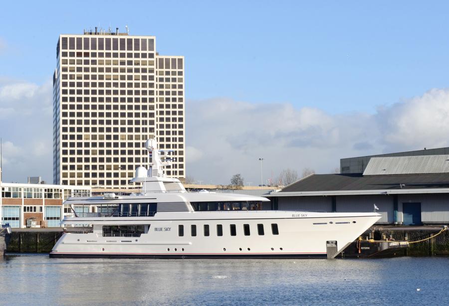 motor yacht blue sky