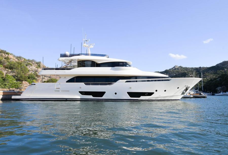 large yacht in victoria harbour