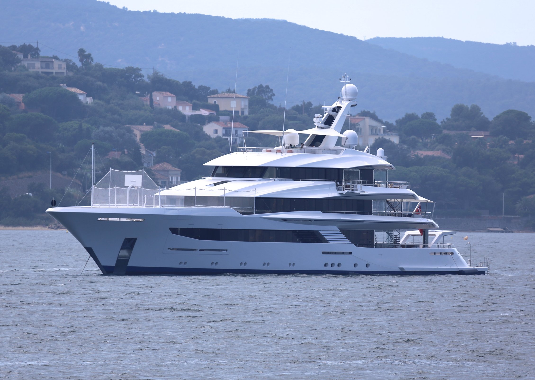 yacht with basketball court