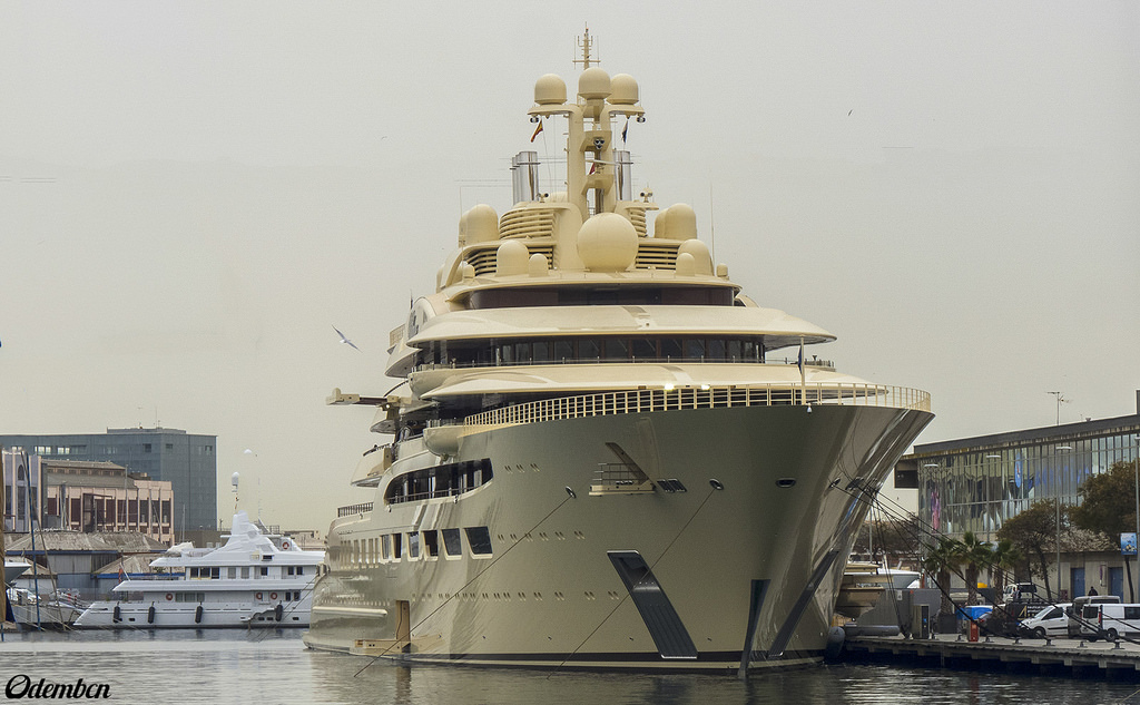 Dilbar As One Of The Main Attractions In Barcelona Yacht Harbour