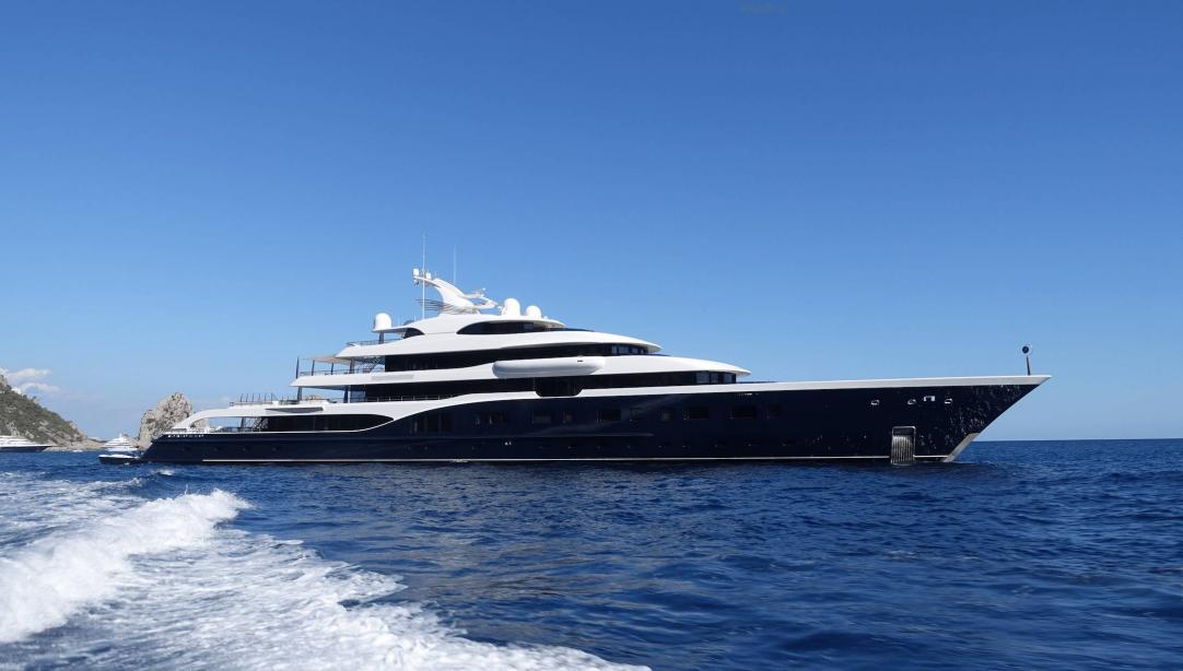 Aerial view of 101.5 metre long motor yacht SYMPHONY, built by the