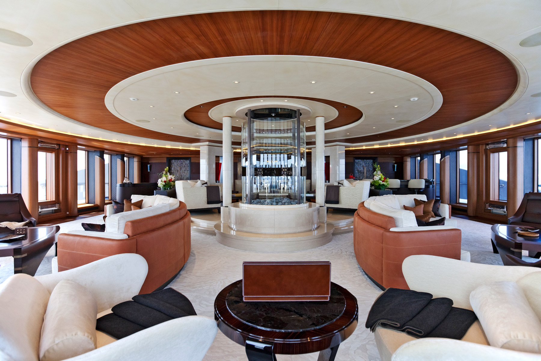 interior of mega yachts