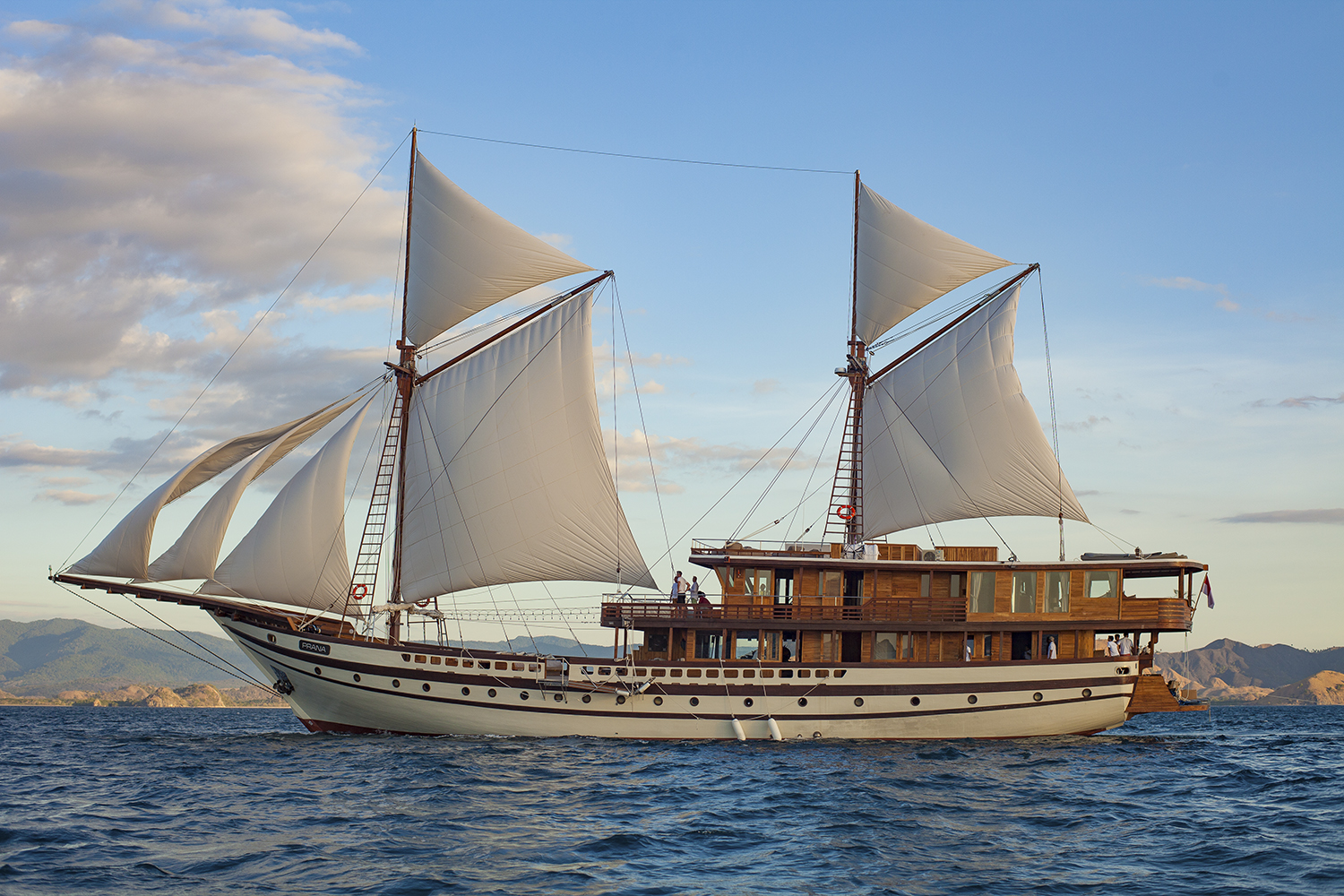 55-metre wooden phinisi yacht prana launched in indonesia