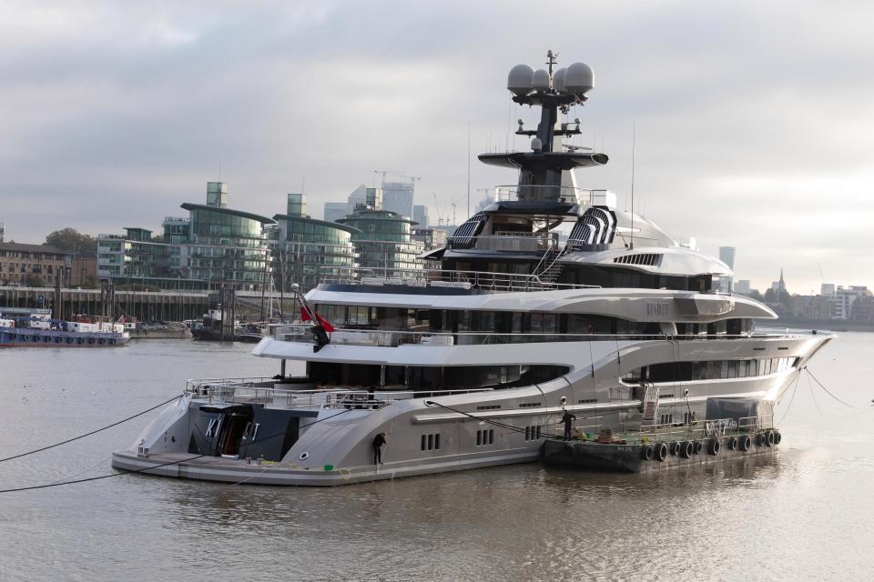 superyacht on thames