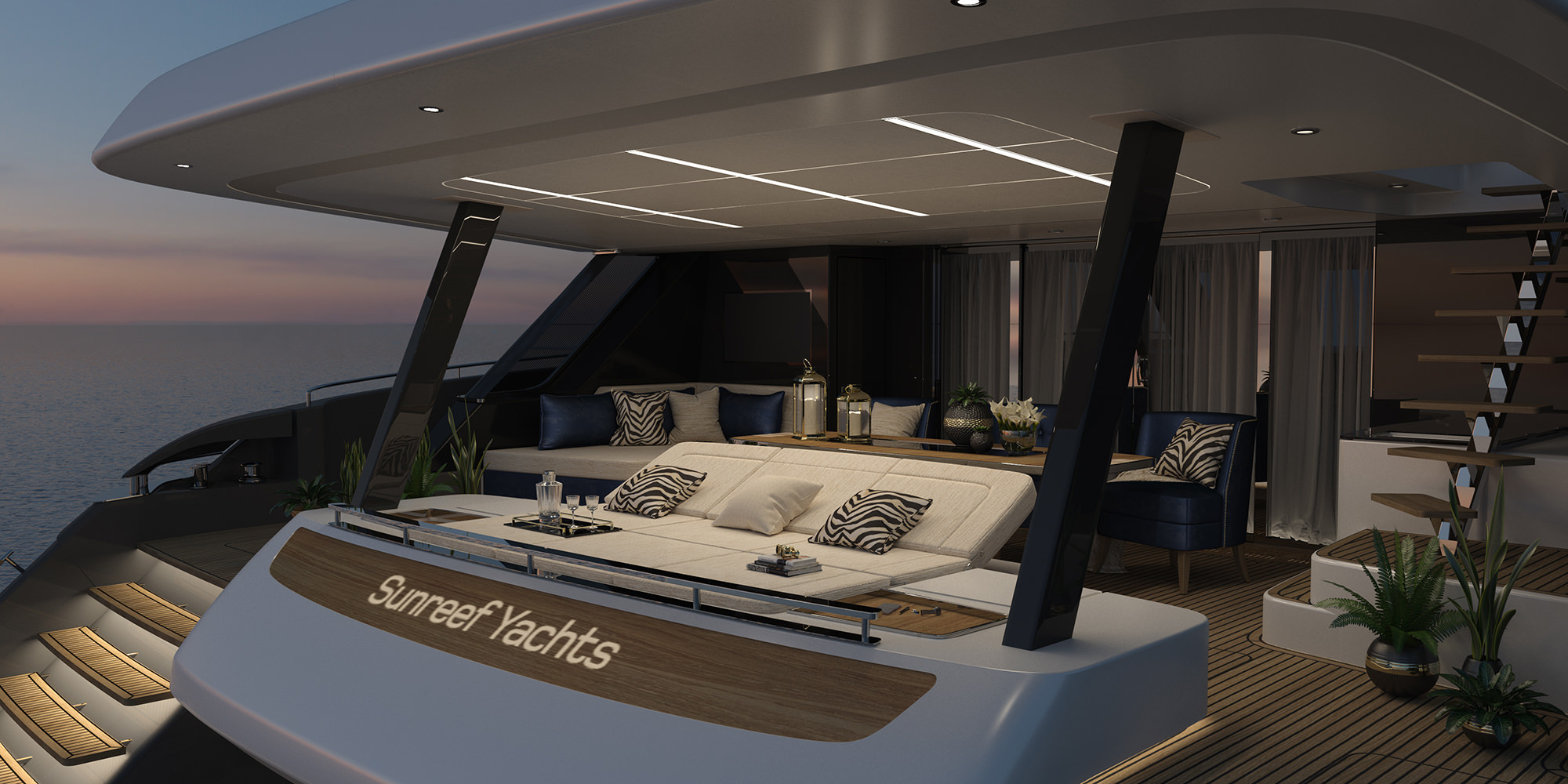 power catamaran interior