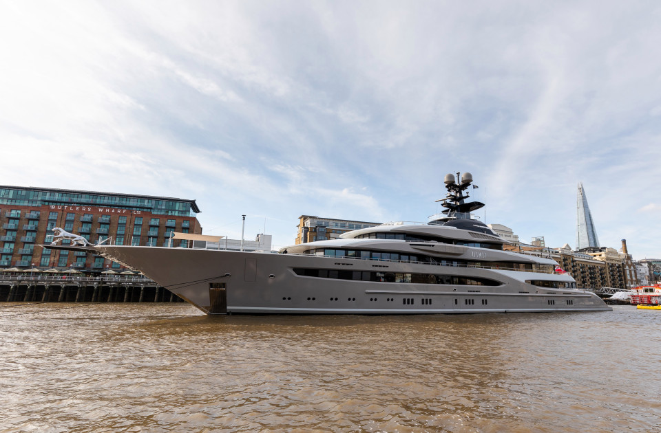 yacht moored at tower bridge today