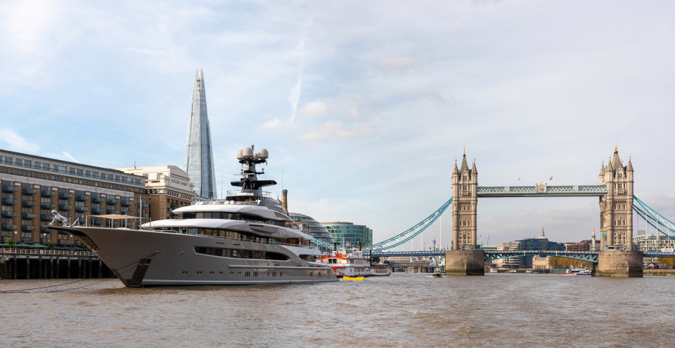 Legendary Lurssen Superyacht Kismet Moored Next To Tower Bridge Yacht Harbour