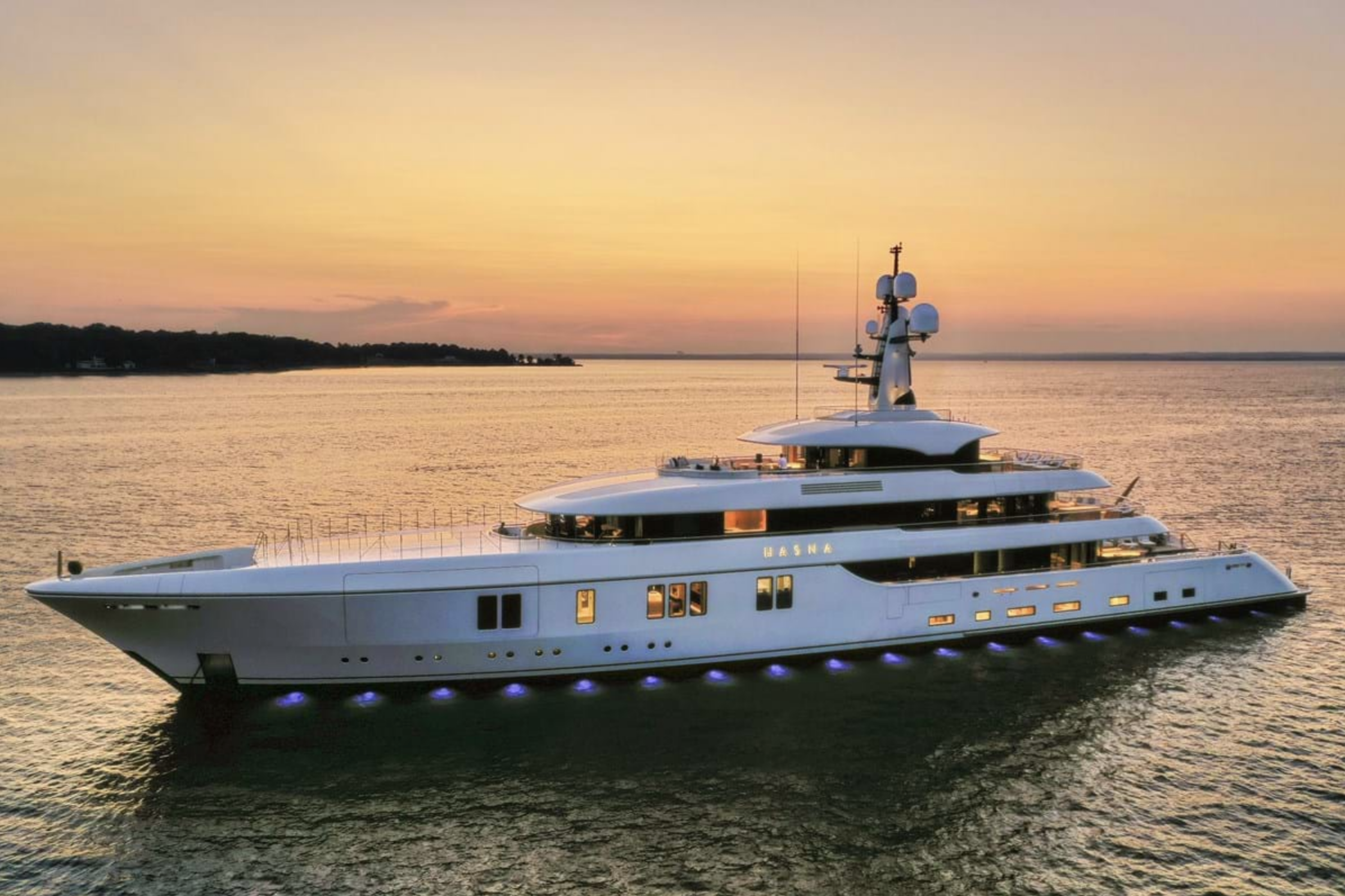 Ready to play: the 73-metre (240ft) luxury superyacht Hasna