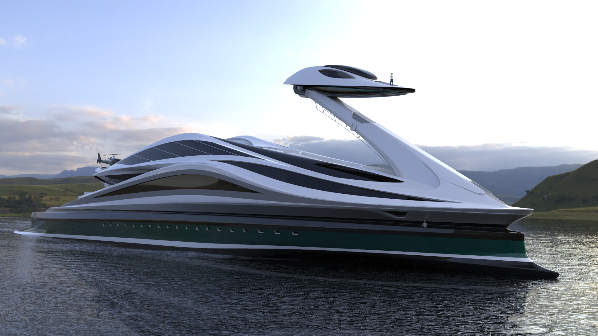 super yacht with car garage