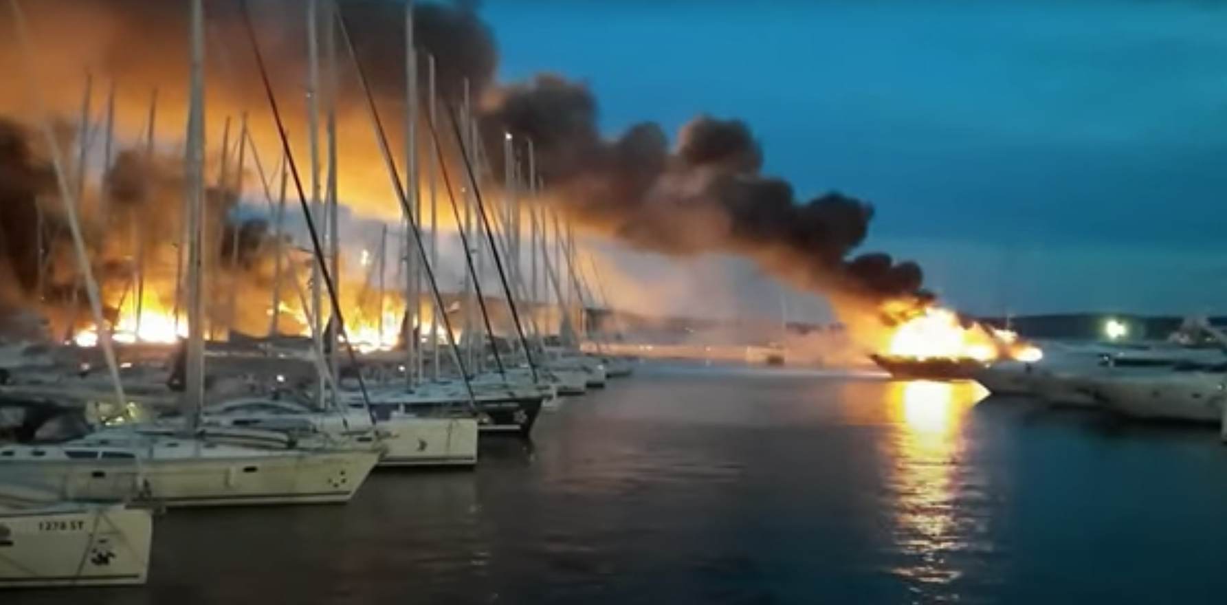 There Was A Serious Fire At The Marina Kastela In Croatia Yacht Harbour