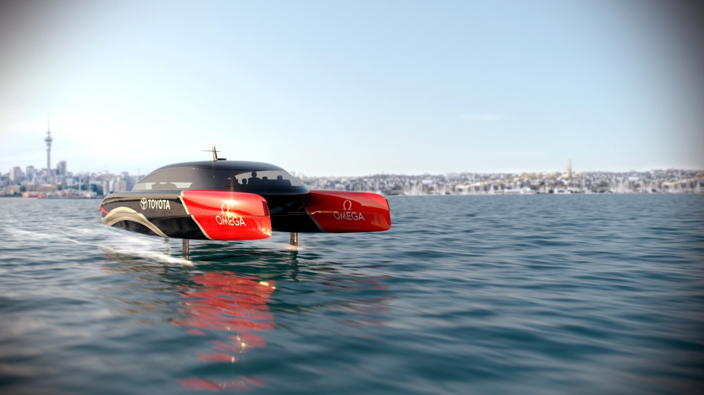 hydrogen-powered foiling chase boat by ETNZ takes flight in america's cup