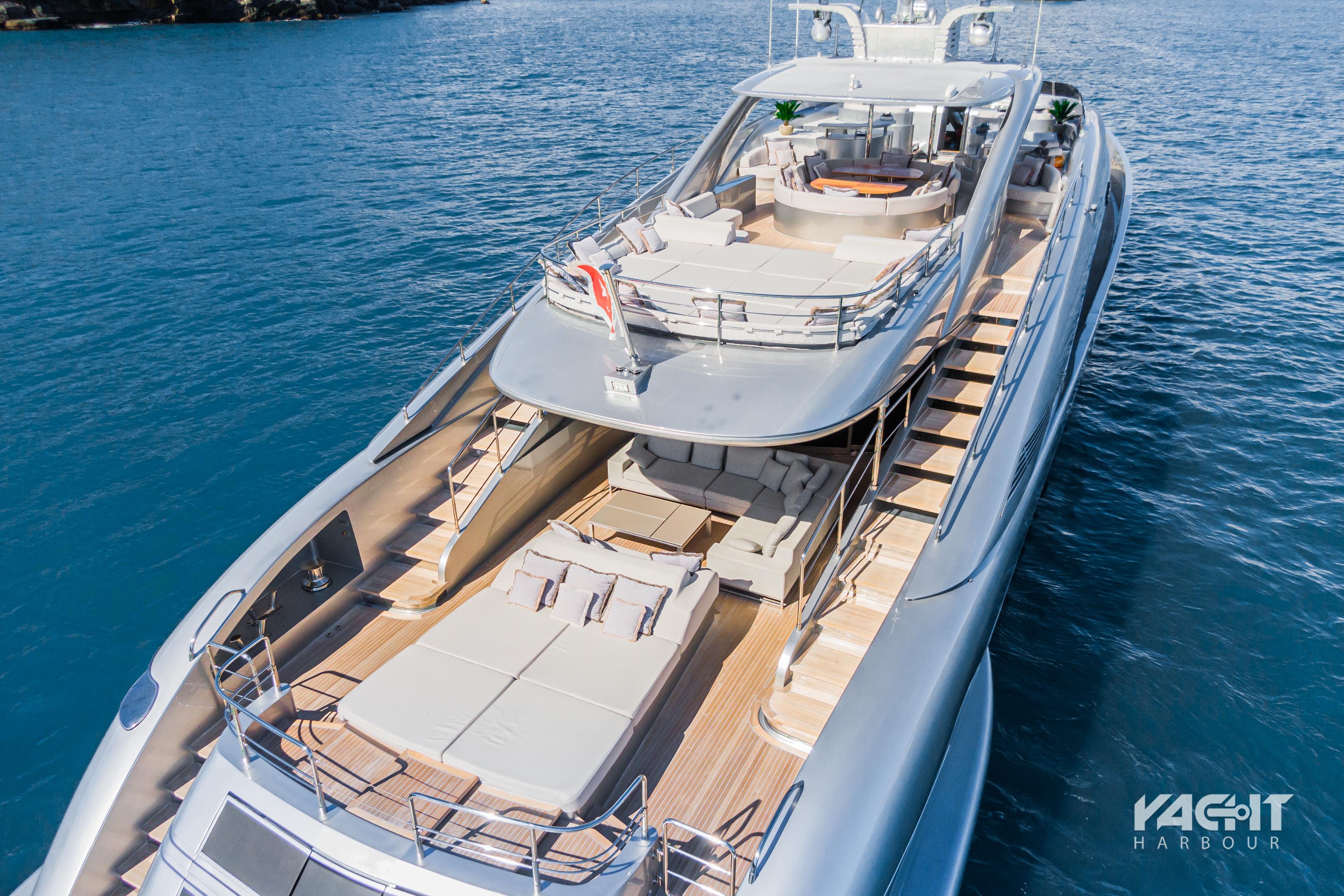 silver motor yacht